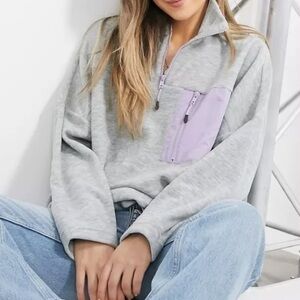 MONKI Foo funnel neck fleece quarter zip relaxed loose fit pullover M